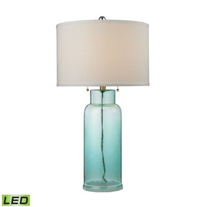 Glass Bottle 30' LED Table Lamp in Seafoam Green
