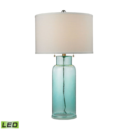 Glass Bottle 30" LED Table Lamp in Seafoam Green