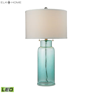 Glass Bottle 30' LED Table Lamp in Seafoam Green