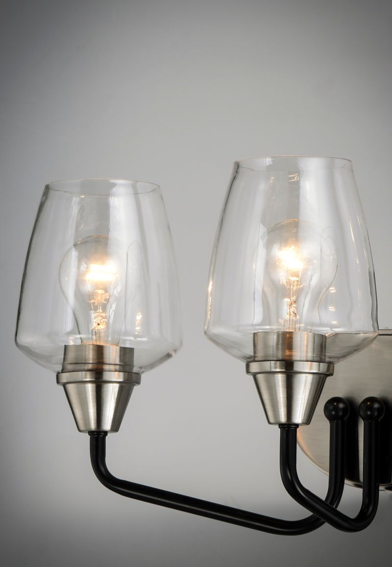 Goblet 18' 3 Light Vanity Lighting in Black and Satin Nickel
