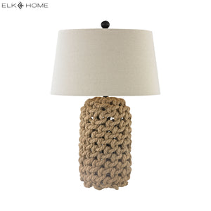 Rope 29.5' Table Lamp in Off White Fabric Hardback Shade