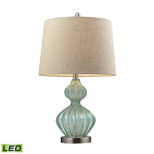 Smoked Glass 25" LED Table Lamp in Light Green