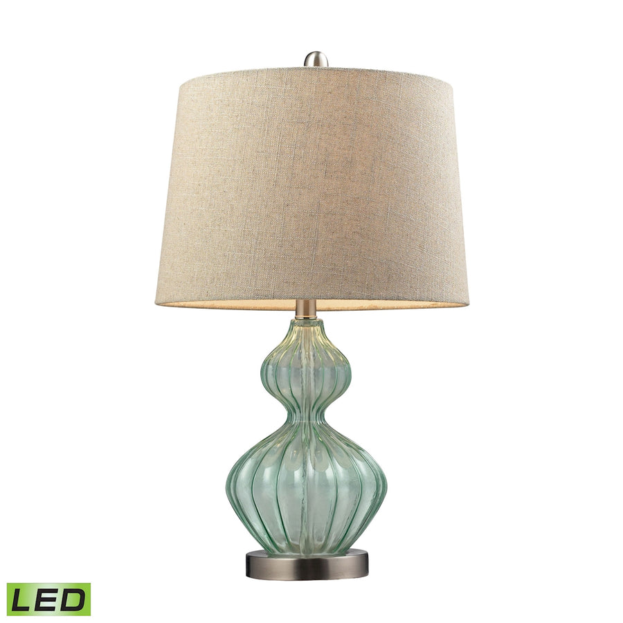 Smoked Glass 25' LED Table Lamp in Light Green