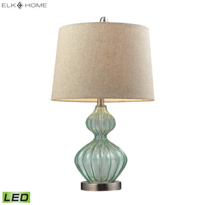 Smoked Glass 25' LED Table Lamp in Light Green