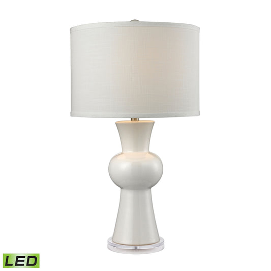 White Ceramic 28" LED Table Lamp in Gloss White