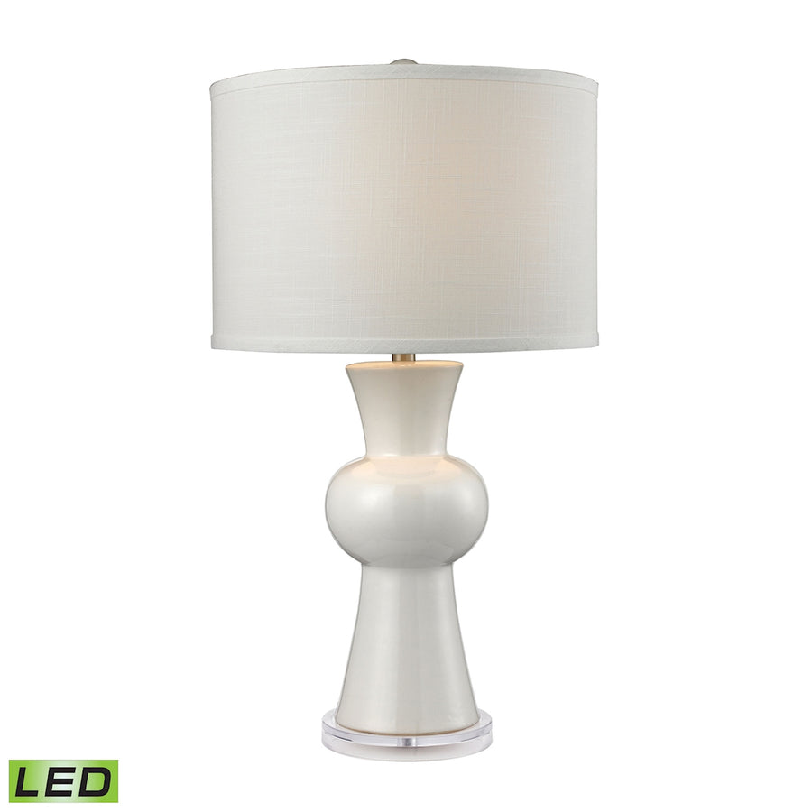 White Ceramic 28' LED Table Lamp in Gloss White