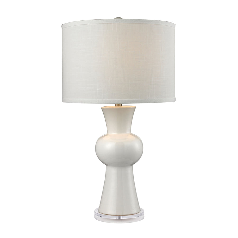White Ceramic 28' Table Lamp in Gloss White