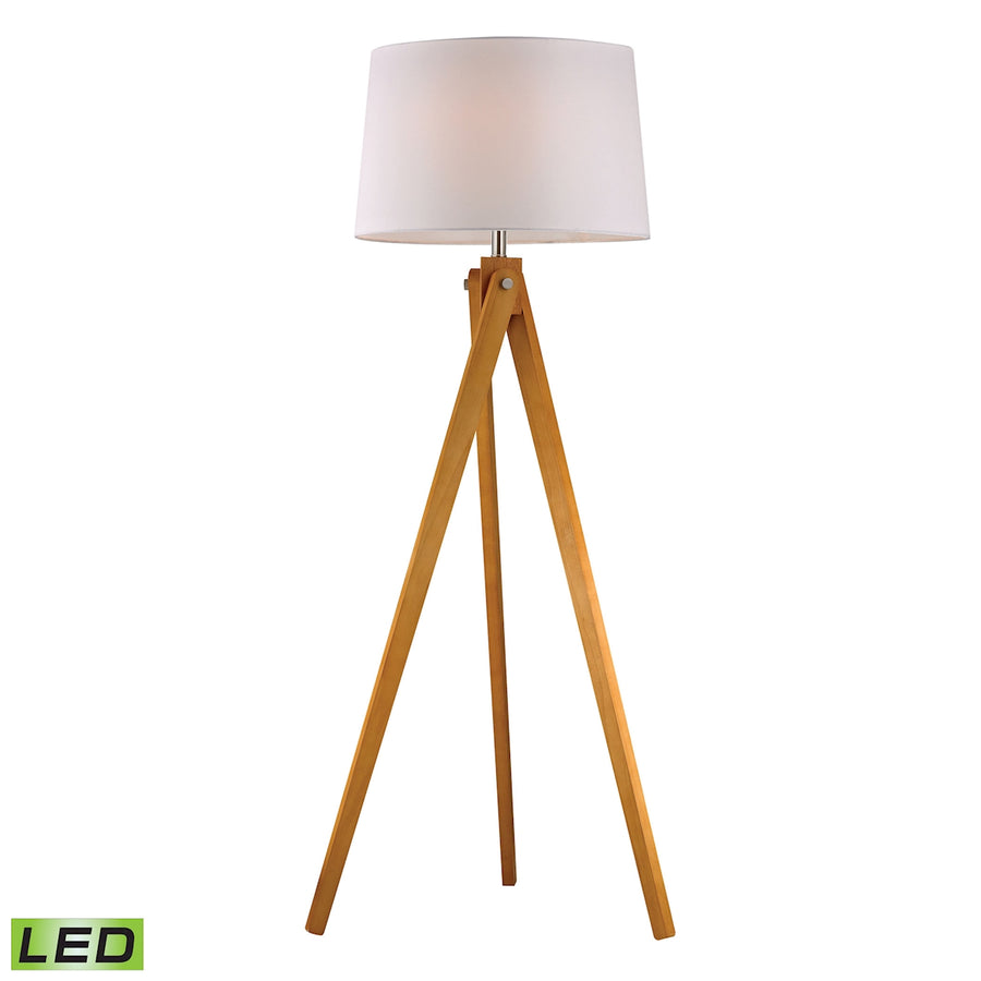 Wooden Tripod 63' LED Floor Lamp in Natural