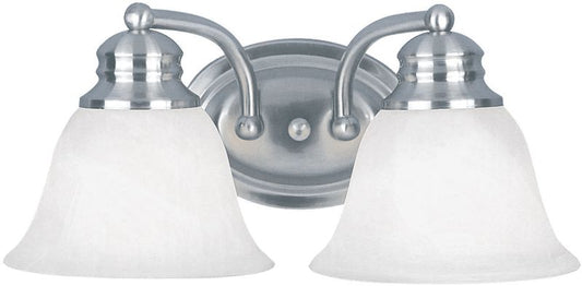 Malaga 13.25" 2 Light Vanity Wall Sconce in Satin Nickel with Frosted Glass Finish