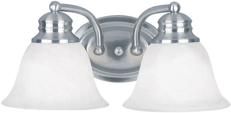 Malaga 13.25' 2 Light Vanity Wall Sconce in Satin Nickel with Frosted Glass Finish