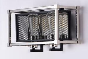 Refine 14.25' 2 Light Wall Sconce in Black and Polished Nickel