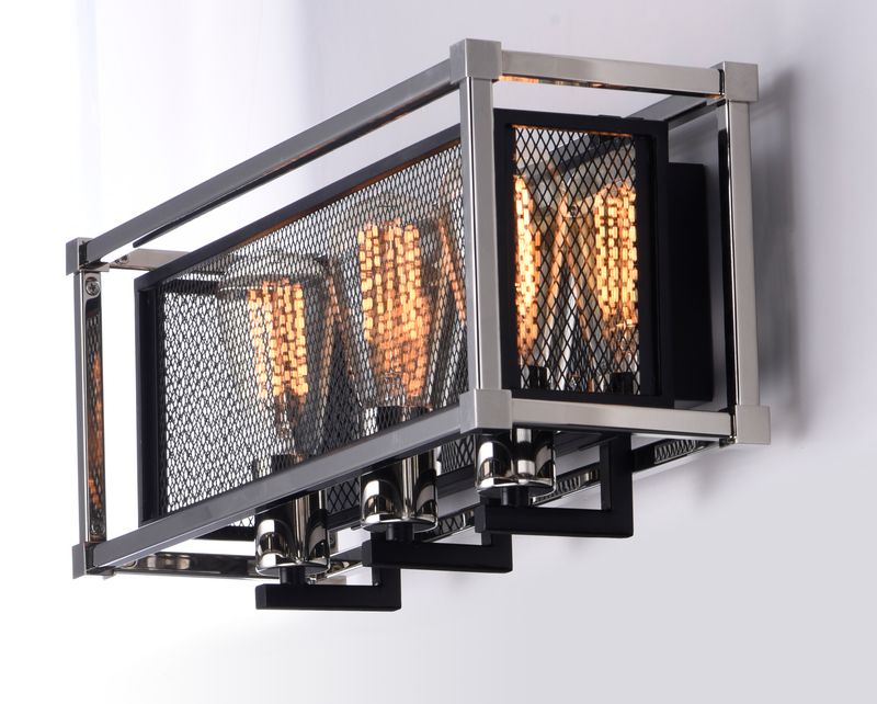 Refine 20.5' 3 Light Wall Sconce in Black and Polished Nickel