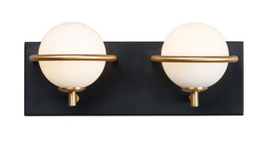 Revolve 2 Light Vanity Wall Sconce in Black and Gold