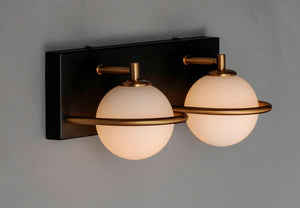 Revolve 2 Light Wall Sconce in Black and Gold