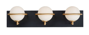 Revolve 3 Light Vanity Wall Sconce in Black and Gold