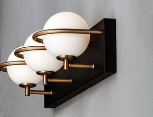 Revolve 3 Light Wall Sconce in Black and Gold