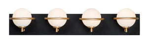 Revolve 4 Light Vanity Wall Sconce in Black and Gold