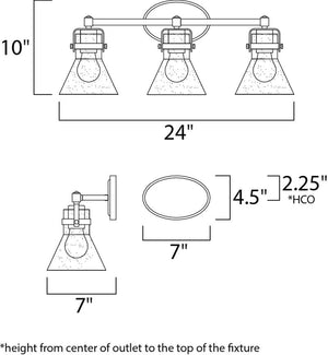 Seafarer 24.25' x 10' Vanity Lighting with 3 Light bulbs included - Polished Chrome