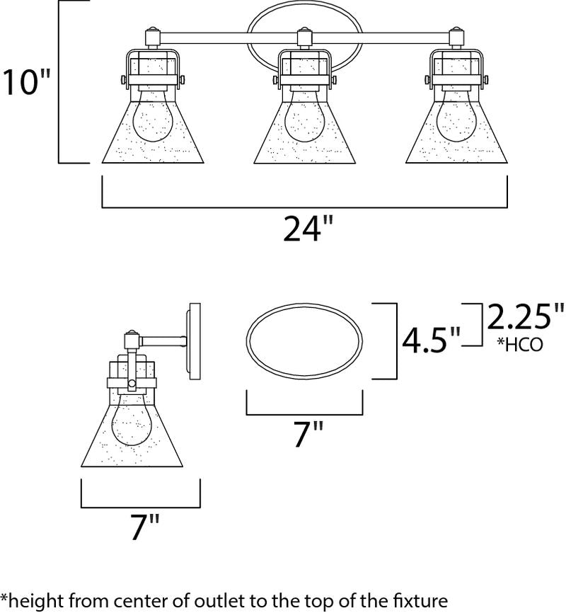 Seafarer 24.25' x 10' Vanity Lighting with 3 Light bulbs included - Polished Chrome