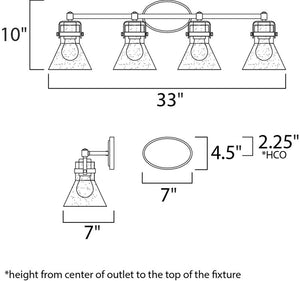 Seafarer 33' Oil Rubbed Bronze Vanity Lighting with E26 Medium Incandescent