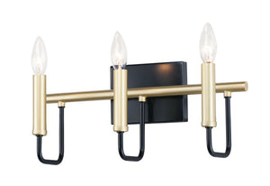 Sullivan 3 Light Vanity Wall Sconce in Black and Gold