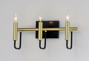 Sullivan 3 Light Wall Sconce in Black and Gold