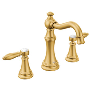 Weymouth 7.5' 1.2 gpm 2 Lever Handle Three Hole Deck Mount Bathroom Faucet Trim in Brushed Gold