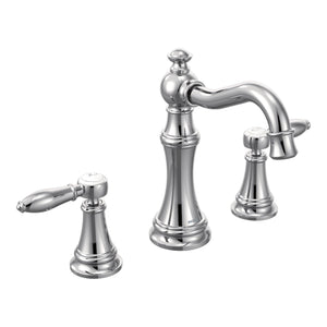 Weymouth 7.5' 1.2 gpm 2 Lever Handle Three Hole Deck Mount Bathroom Faucet Trim in Brushed Gold