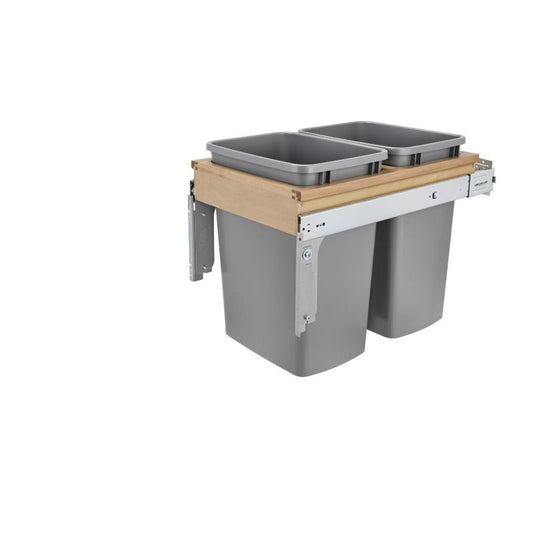 4WCTM Series Natural Maple Top-Mount Double Waste Container Pull-Out Organizer (15" x 24" x 17.88")