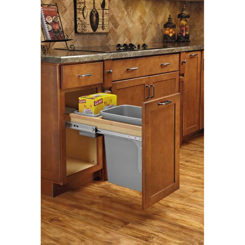 4WCTM Series Natural Maple Top-Mount Double Waste Container Pull-Out Organizer (15' x 24' x 17.88')