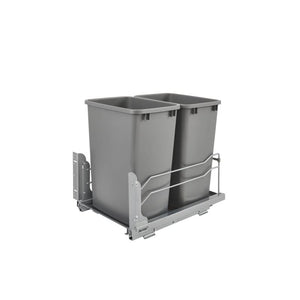 53WC Series Metallic Silver Undermount Double Waste Container Pull-Out Organizer (14.38' x 22.25' x 19')