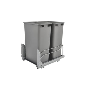 53WC Series Metallic Silver Undermount Double Waste Container Pull-Out Organizer (14.75' x 22.25' x 23')