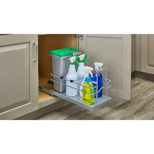 5SBWCC Series Metallic Silver Sink Base Waste and Cleaning Pull-Out Organizer (9' x 18.56' x 14.25')