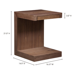 Moe's Home Zio Accent Table in Walnut Brown (21' x 16' x 16') - AD-1025-03