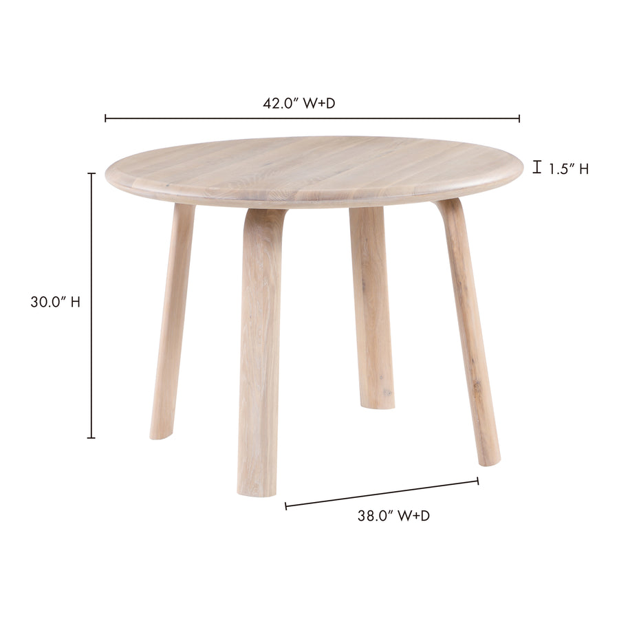 Moe's Home Malibu Dining Table in White Oak (30' x 42' x 42') - BC-1047-18