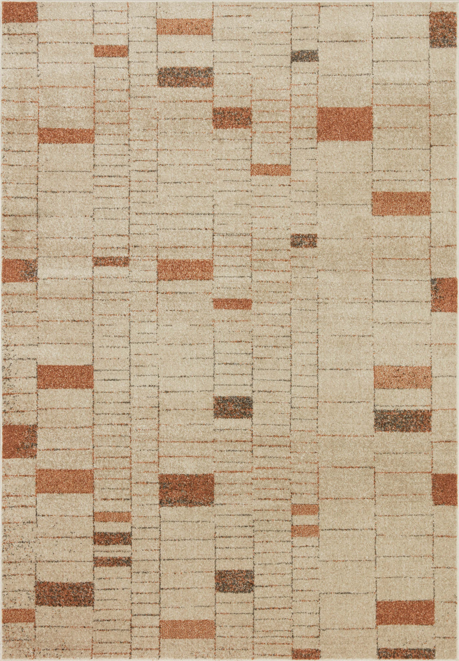 Bowery Rug in Tangerine & Taupe