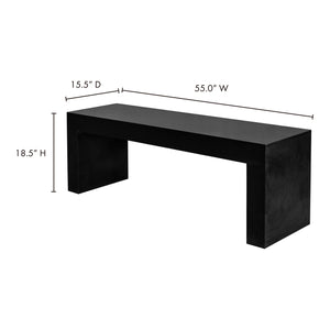 Moe's Home Lazarus Bench in Black (18.5' x 55.25' x 15.75') - BQ-1005-02