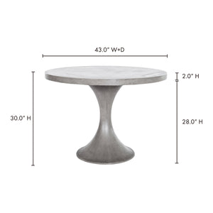 Moe's Home Isadora Dining Table in Grey (30' x 43' x 43') - BQ-1008-25