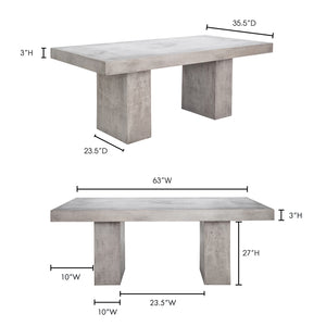 Moe's Home Aurelius Dining Table in Dark Grey (30' x 63' x 35.5') - BQ-1021-25