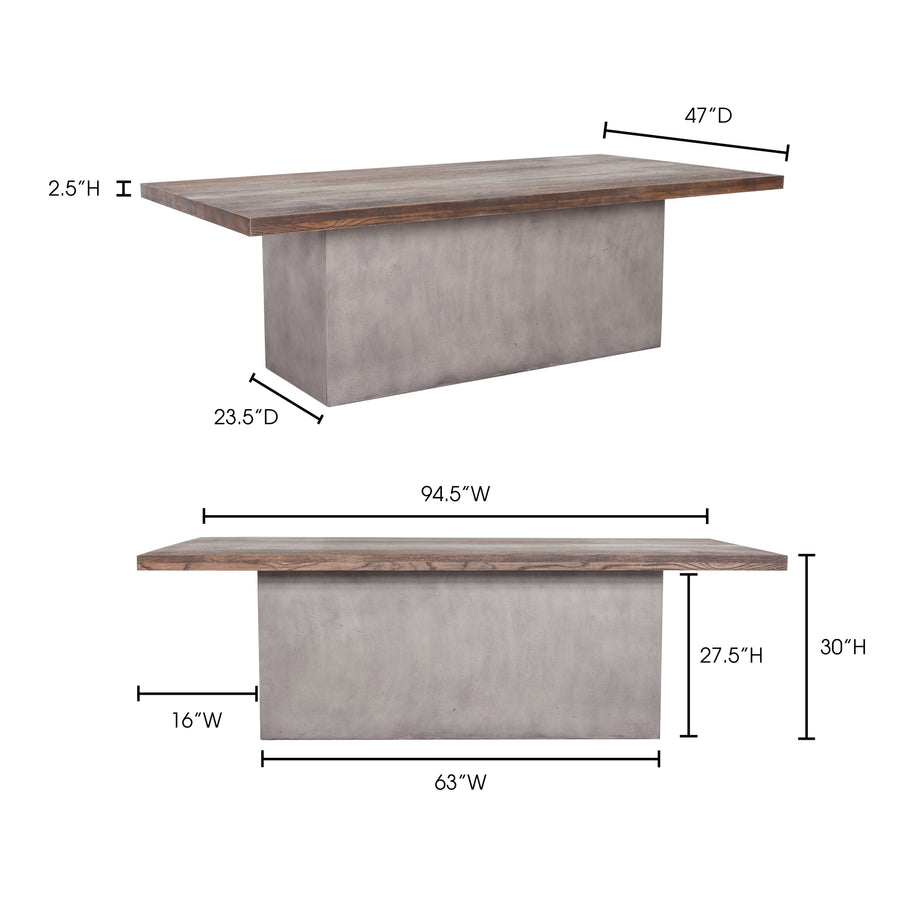 Moe's Home Kaia Dining Table in Grey & Brown (30' x 94.5' x 47.25') - BQ-1030-25