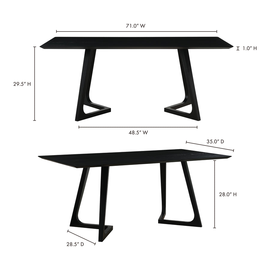 Moe's Home Godenza Dining Table in Black Ash (29.5' x 71' x 35.5') - CB-1004-02