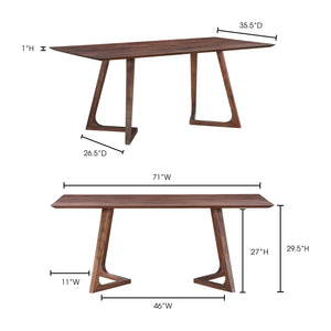 Moe's Home Godenza Dining Table in Walnut Brown (29.5' x 71' x 35.5') - CB-1004-03