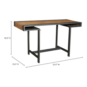 Moe's Home Parliament Desk in Brown & Black (30' x 55' x 22') - DR-1307-41