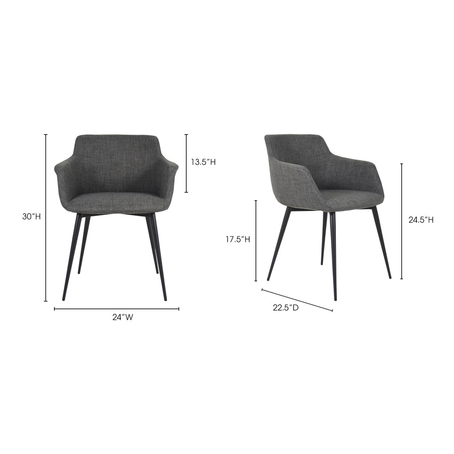 Moe's Home Ronda Dining Chair in Dark Grey (30' x 24' x 22.5') - EJ-1016-25