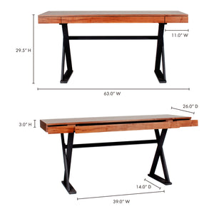 Moe's Home Reale Desk in Walnut Brown (29.5' x 63' x 26') - ER-1030-21