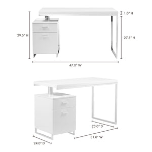 Moe's Home Martos Desk in White (29.5' x 51' x 24') - ER-1075-18