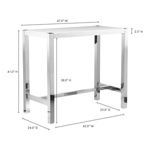 Moe's Home Riva Bar Table in White (41' x 47' x 24') - ER-1080-18