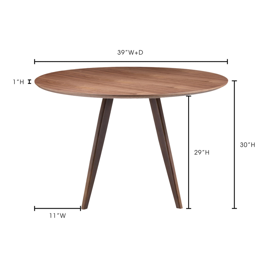 Moe's Home Dover Dining Table in Walnut Brown (30' x 39' x 39') - ER-1170-21