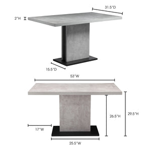 Moe's Home Hanlon Dining Table in Grey (29.5' x 53' x 31.5') - ER-2064-29