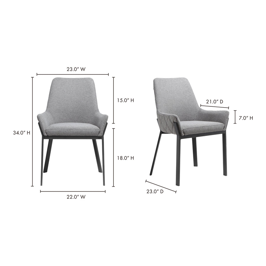 Moe's Home Lloyd Dining Chair in Grey (34' x 22' x 23') - ER-2082-25